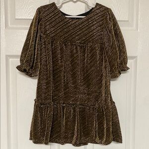 Gold Ruffled Tiered Cocktail Dress